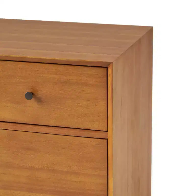 Cassettiera Rettangolare in Legno di Acacia a 3 Cassetti, Finitura Legno Naturale per Camera da Letto e Cabina Armadio