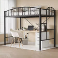 Garvee Loft Bed Twin Size, Heavy Duty Metal Loft Bed Frame with Arched Guardrail and Safety Ladder, Space-Saving, No Box Spring Needed, Black