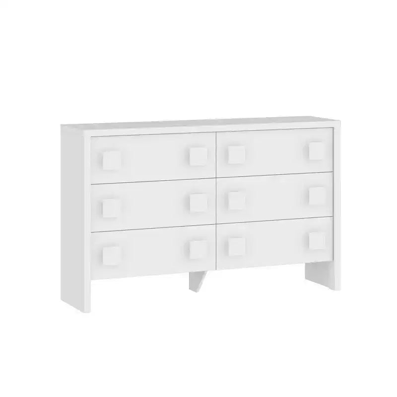 Cassettiera grande bianca a 6 cassetti, comò dal design con doppia maniglia per camera da letto