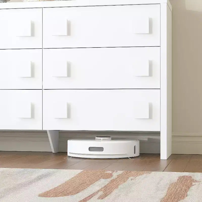 Cassettiera grande bianca a 6 cassetti, comò dal design con doppia maniglia per camera da letto