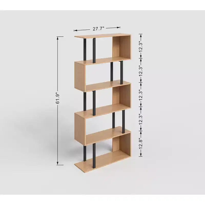 Libreria rustica industriale a 6 ripiani con design a giorno, in legno e metallo, 168 cm
