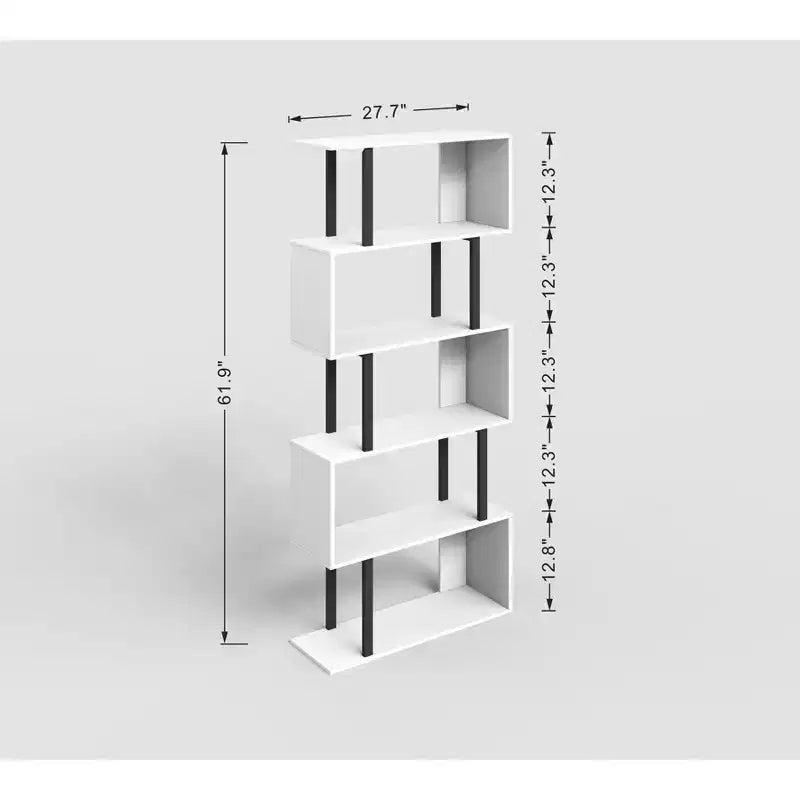 Libreria rustica industriale a 6 ripiani con design a giorno, in legno e metallo, 168 cm