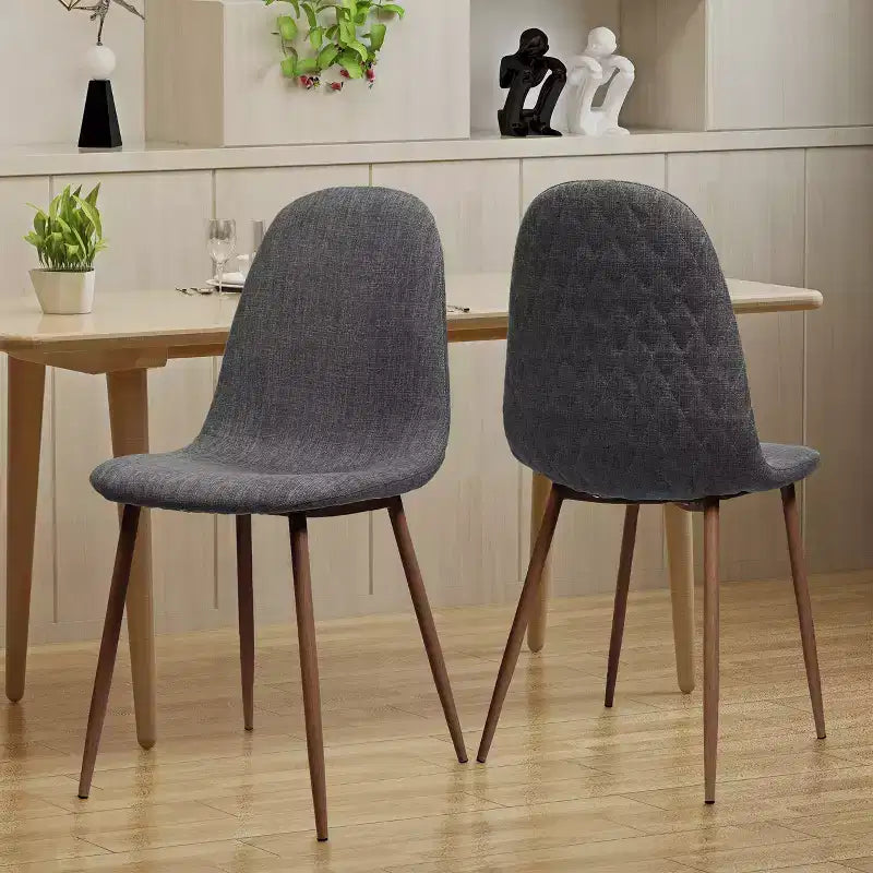 Sedie da Pranzo Imbottite Mid-Century con Struttura in Ferro, Set da 2, Stile Moderno