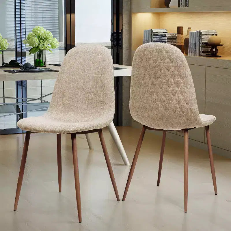 Sedie da Pranzo Imbottite Mid-Century con Struttura in Ferro, Set da 2, Stile Moderno