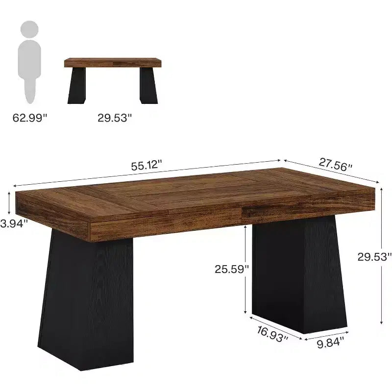 Scrivania direzionale da 55" per ufficio con base a doppio trapezio, workstation da scrittura moderna