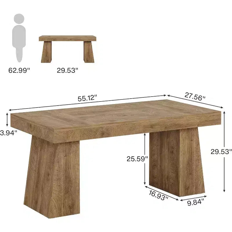 Scrivania direzionale da 55" per ufficio con base a doppio trapezio, workstation da scrittura moderna