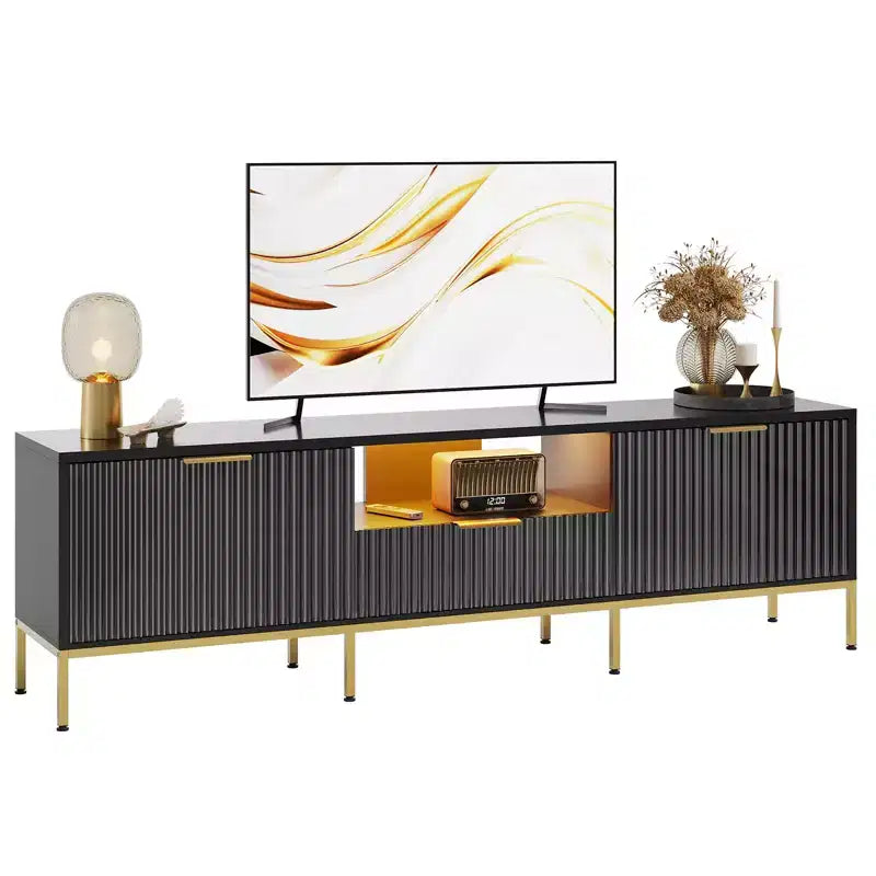 Mobile porta TV LED 55/70" per TV da 60-80", mobile TV lucido con cassetti e ante