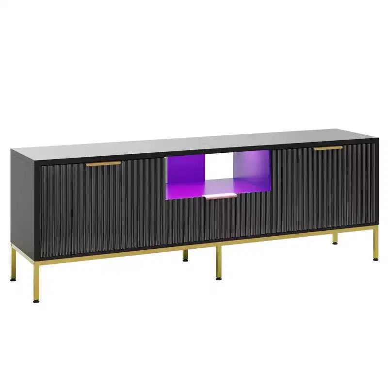 Mobile porta TV LED 55/70" per TV da 60-80", mobile TV lucido con cassetti e ante