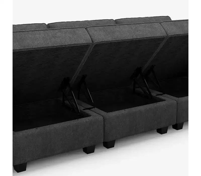 Divano letto modulare Terry con contenitore, 6 posti + 5 laterali, sezionale convertibile