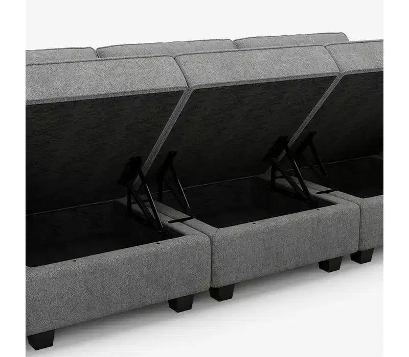 Divano letto modulare Terry con contenitore, 6 posti + 5 laterali, sezionale convertibile