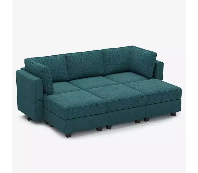 Divano letto modulare Terry con contenitore, 6 posti + 5 laterali, sezionale convertibile