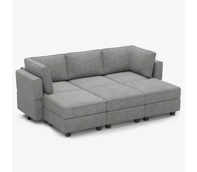 Divano letto modulare Terry con contenitore, 6 posti + 5 laterali, sezionale convertibile