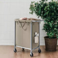 2-Section Rolling Laundry Basket Storage with Wheels, 37 Gallons Laundry Hamper, Removable Liner, Steel Frame with Handle, 27.2 x 15.4 x 31.9 Inches