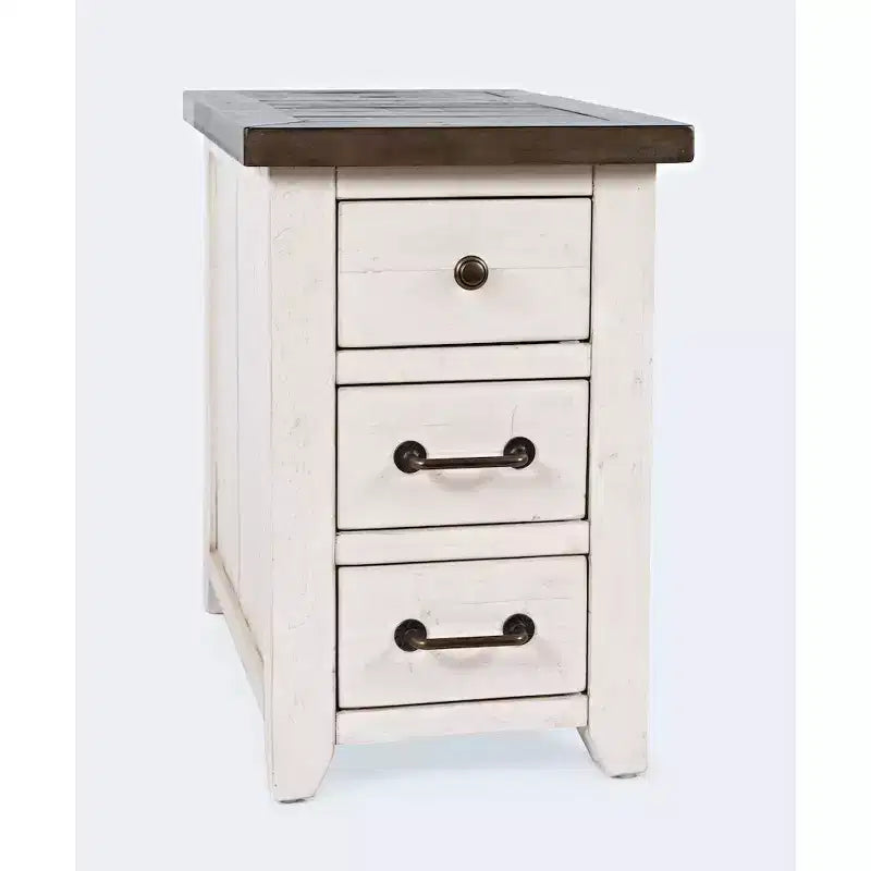 Tavolino Laterale con Ricarica USB, Bianco, Tavolino Moderno con Porte USB Integrate per Soggiorno