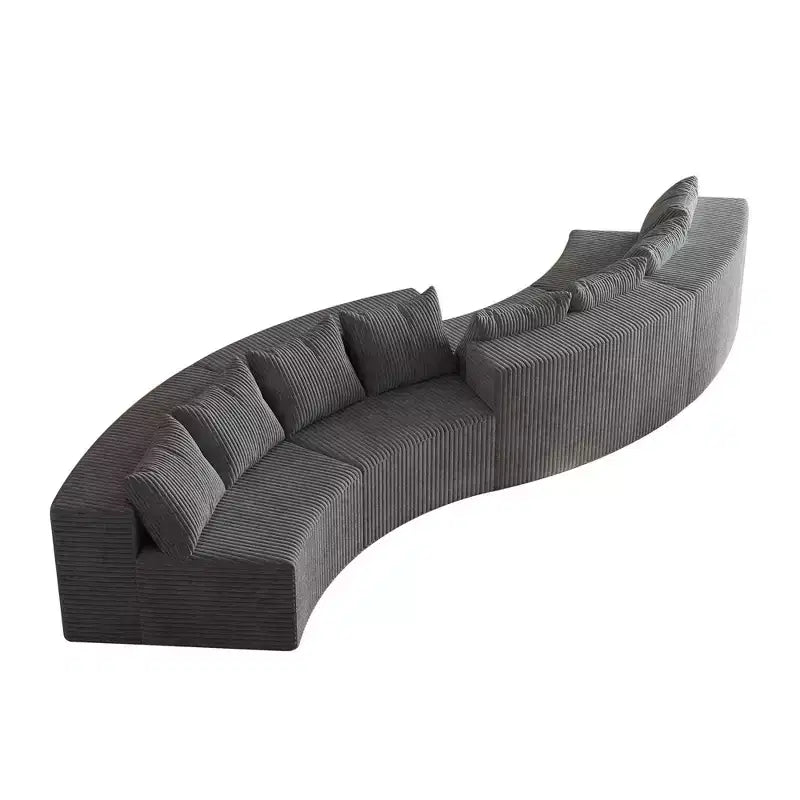 Divano componibile curvilineo in velluto a coste con 8 cuscini, Divano semicircolare modulare curvo simmetrico (quattro moduli)