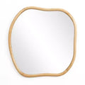 LuxenHome Natural Pine Wood Frame Square Irregular Wall Mirror, Accent and Vanity Brown