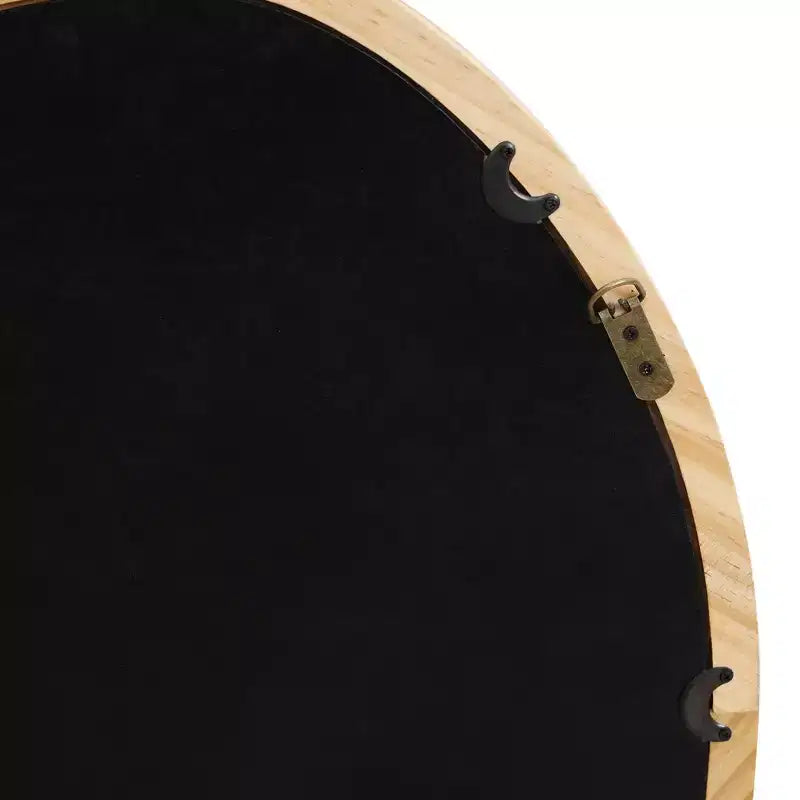 Specchio da parete irregolare quadrato con cornice in legno di pino naturale, decorativo e da trucco, marrone