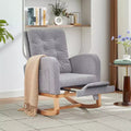 VECELO Modern Upholstered Rocking Chair with Padded Seat & Solid Wood Base, Linen Rocker Armchair for Living Room, White/Gray