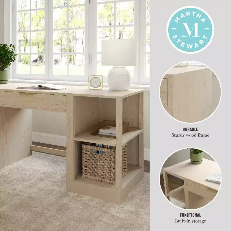 Scrivania Modulare per Ufficio Domestico con Cassetto Singolo e Doppie Scaffalature a 2 Ripiani, Workstation Moderna