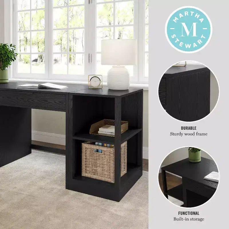Scrivania Modulare per Ufficio Domestico con Cassetto Singolo e Doppie Scaffalature a 2 Ripiani, Workstation Moderna