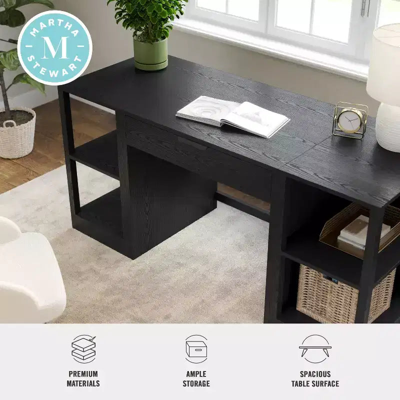 Scrivania Modulare per Ufficio Domestico con Cassetto Singolo e Doppie Scaffalature a 2 Ripiani, Workstation Moderna