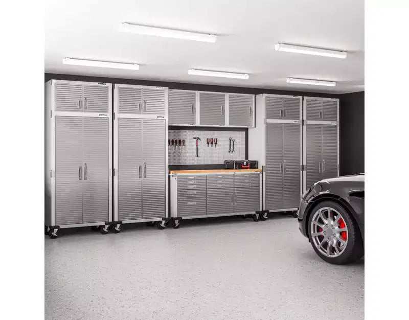 Set di 2 armadietti in acciaio per impieghi gravosi, 91x46x230 cm, Organizzazione garage e casa