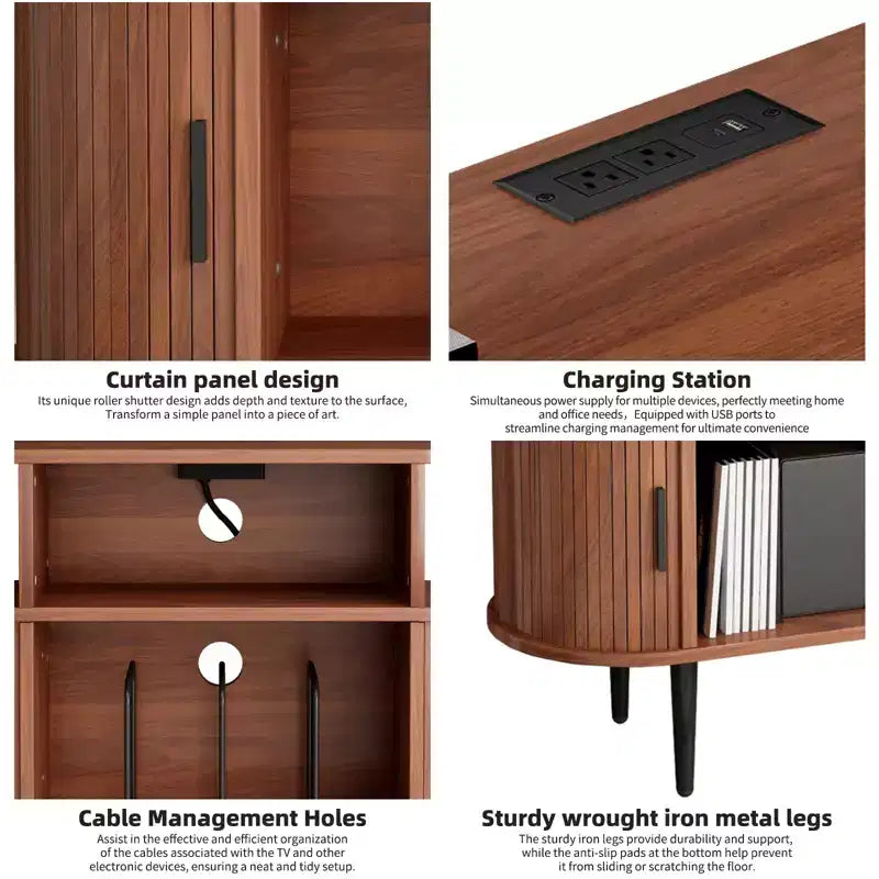 Mobile giradischi in legno Mid-Century Modern, Porta vinili, Mobile retrò per soggiorno