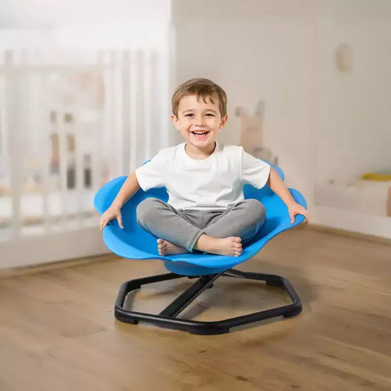 Sedia Girevole Sensoriale per Bambini, Capacità 100 kg, Base in Metallo Antiscivolo, Blu