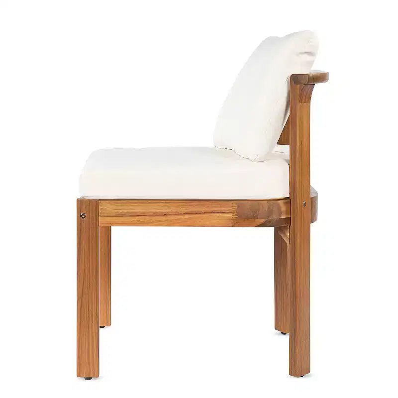 Sedie da Pranzo Senza Braccioli da Esterno in Legno di Acacia con Cuscini, Set di Sedute Moderne per Patio
