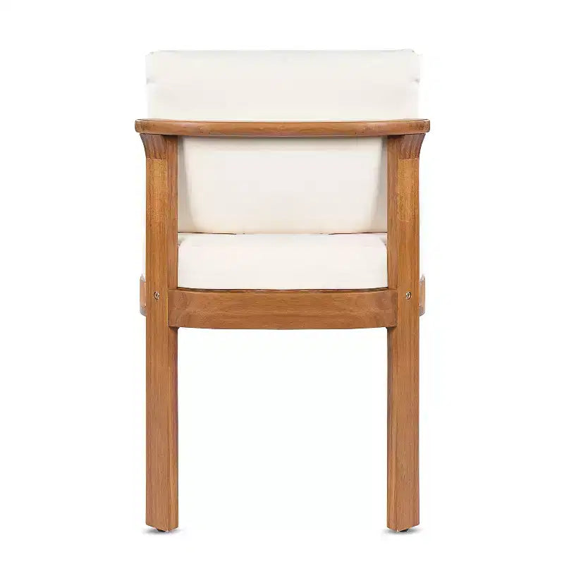 Sedie da Pranzo Senza Braccioli da Esterno in Legno di Acacia con Cuscini, Set di Sedute Moderne per Patio