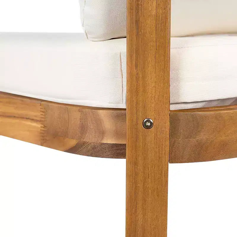Sedie da Pranzo Senza Braccioli da Esterno in Legno di Acacia con Cuscini, Set di Sedute Moderne per Patio
