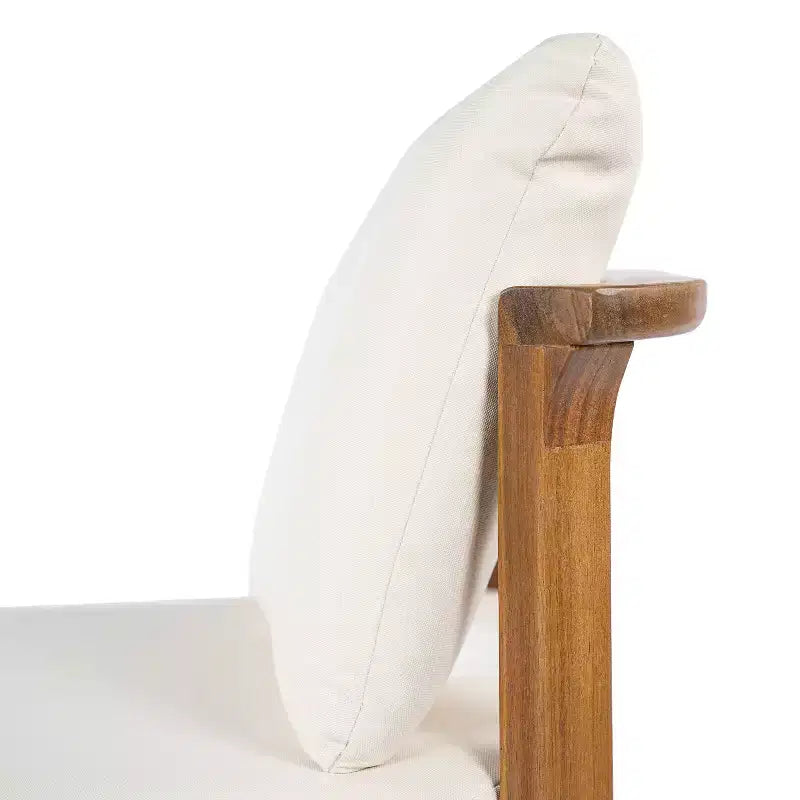 Sedie da Pranzo Senza Braccioli da Esterno in Legno di Acacia con Cuscini, Set di Sedute Moderne per Patio