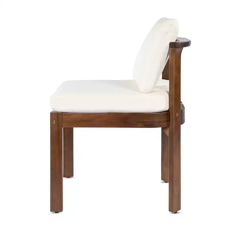 Sedie da Pranzo Senza Braccioli da Esterno in Legno di Acacia con Cuscini, Set di Sedute Moderne per Patio