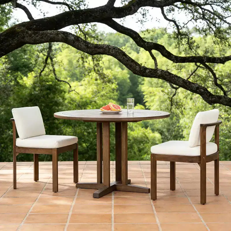 Christopher Knight Home Grayson Patio Modern Acacia Wood Armless Dining Chairs with Cushions