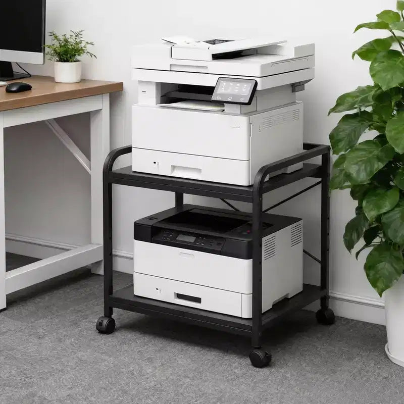 COZONY Under Desk Printer Stand with Wheels, 2-Tier Mobile Printer Cart with Adjustable Shelf
