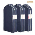 3-Pack 47 Inch Cotton Linen Suit Dust Bags, Breathable Fabric with Clear Window 10 Gusset, Coat Dress Hanging Storage Covers
