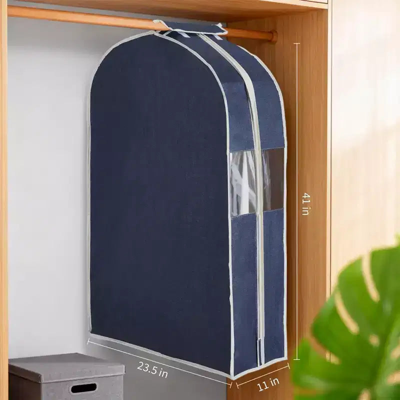Confezione da 2 sacchi antipolvere in cotone e lino per abiti, 100 cm, finestra laterale trasparente per una facile visualizzazione, copriabiti antipolvere traspiranti e leggeri