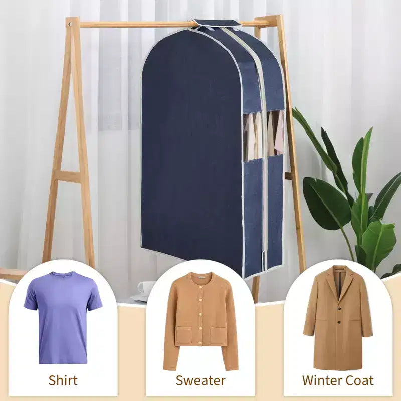 Confezione da 2 sacchi antipolvere in cotone e lino per abiti, 100 cm, finestra laterale trasparente per una facile visualizzazione, copriabiti antipolvere traspiranti e leggeri