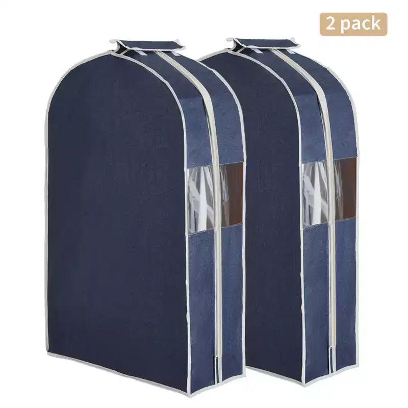 Confezione da 2 sacchi antipolvere in cotone e lino per abiti, 100 cm, finestra laterale trasparente per una facile visualizzazione, copriabiti antipolvere traspiranti e leggeri