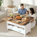 Lift up coffee table with storage space, farmhouse style coffee table, coffee table with two drawers, living room and home office coffee table