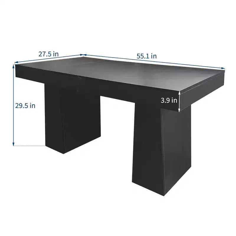 Scrivania direzionale Mid-Century Modern 55, scrivania per computer in legno con doppia base a trapezio, tavolo da scrittura per ufficio domestico