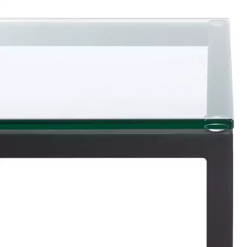 Tavolino laterale in ferro nero e vetro temperato, tavolino d'appoggio moderno, 62,2 cm H x 56,1 cm L