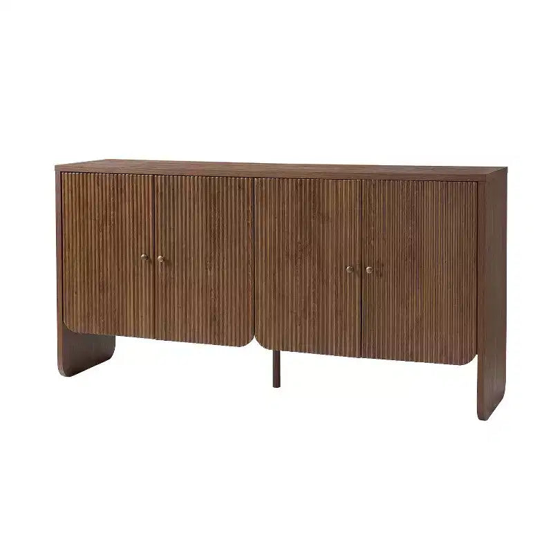 Credenza a 4 ante larga 160 cm, finitura Acorn, mobile contenitore in stile rustico per soggiorno e sala da pranzo