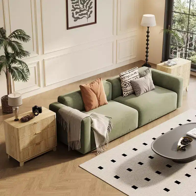 Comodino a 3 cassetti scanalati, comodino moderno in legno con ampio spazio di archiviazione per la camera da letto