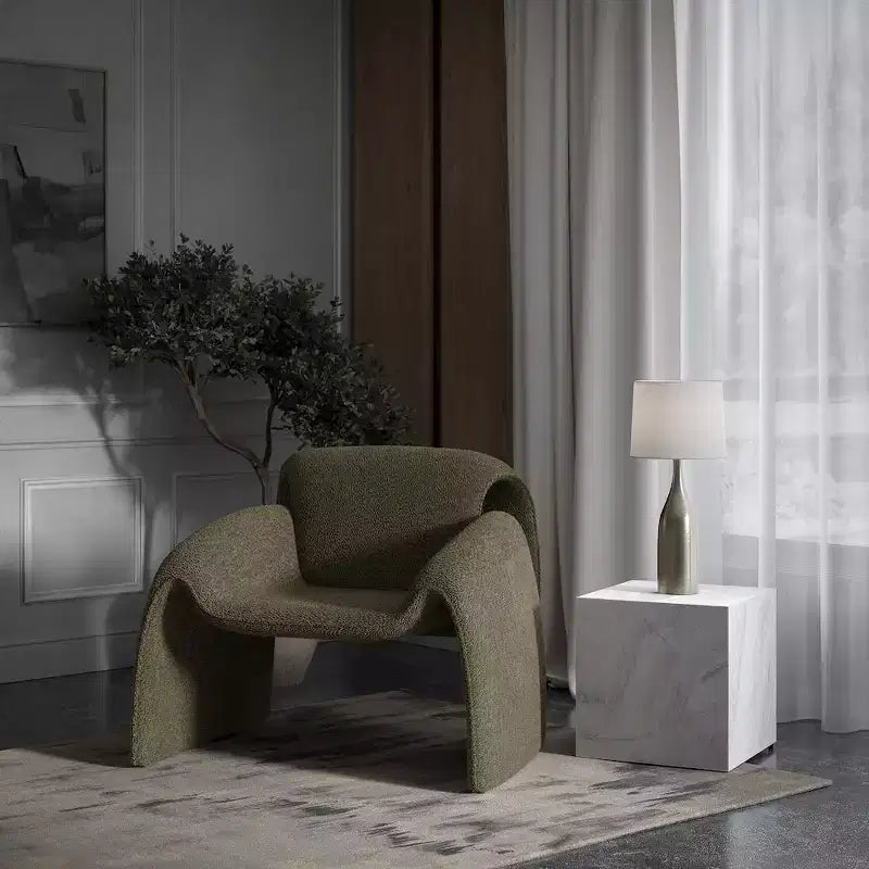 Poltrona imbottita ad angolo piegato, stile moderno di metà secolo, per soggiorno