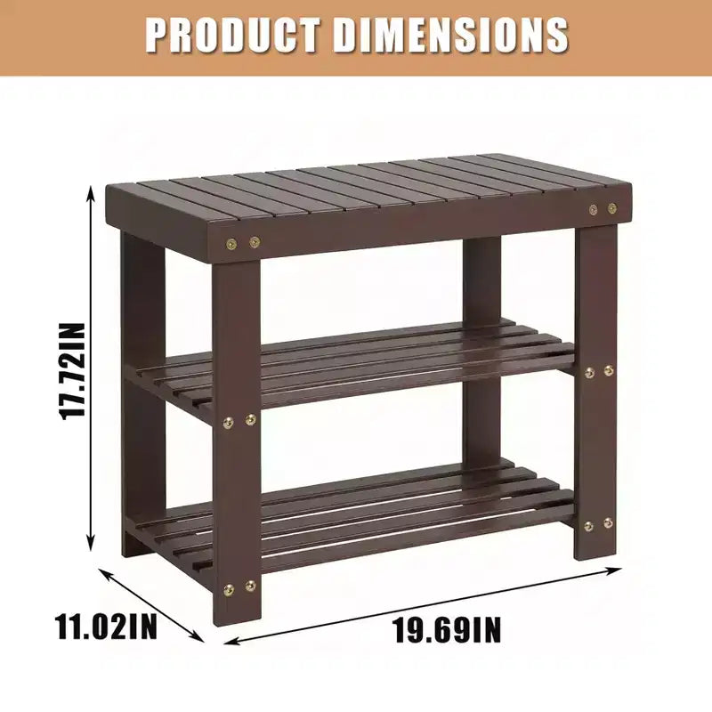 Panca Scarpiera con 3 Ripiani, Panca da Ingresso in Legno con Portata fino a 130 kg, Organizzatore per Camera da Letto, Soggiorno, Ingresso