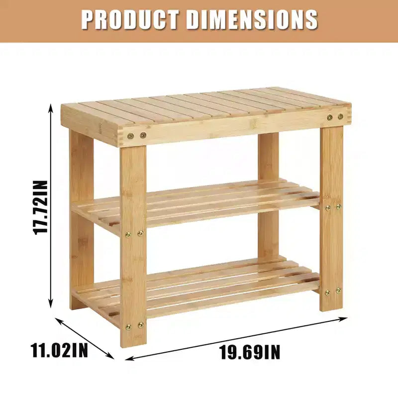 Panca Scarpiera con 3 Ripiani, Panca da Ingresso in Legno con Portata fino a 130 kg, Organizzatore per Camera da Letto, Soggiorno, Ingresso