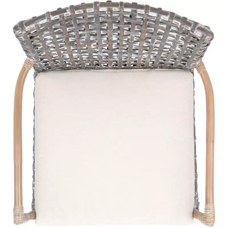 Poltrona in Rattan con Cuscino, Sedia con Braccioli Intrecciata Boho per Soggiorno e Camera da Letto