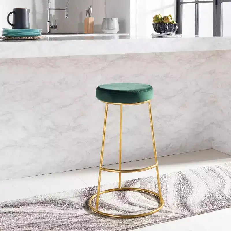 Sgabello da bar rotondo con seduta imbottita, sedia girevole moderna per cucina e zona bar