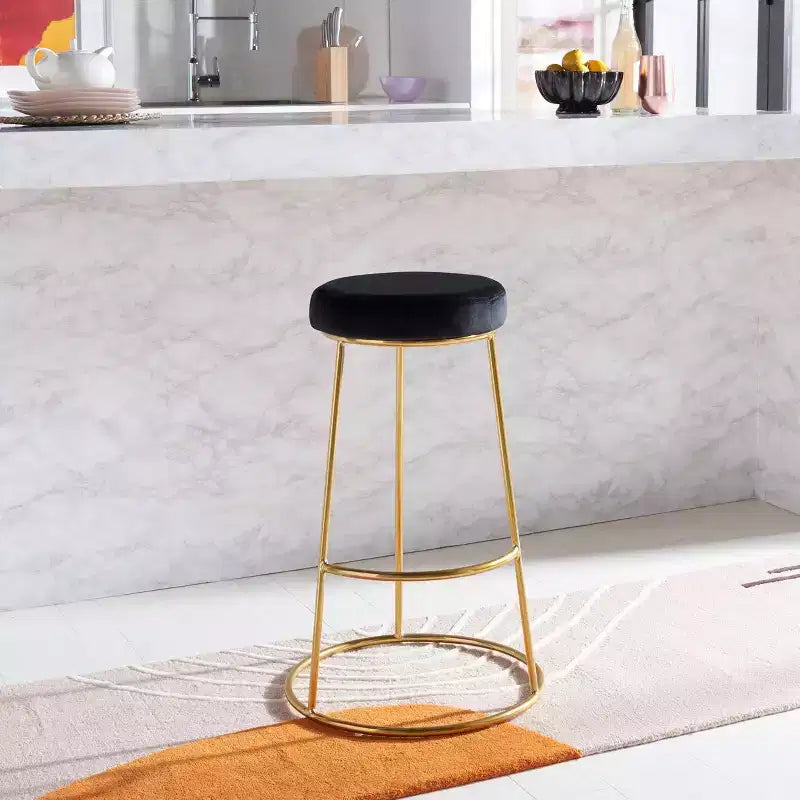 Sgabello da bar rotondo con seduta imbottita, sedia girevole moderna per cucina e zona bar